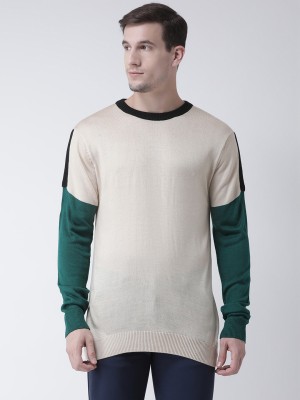 Club York Self Design Round Neck Casual Men Beige Sweater