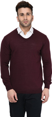 ARMISTO Solid V Neck Casual Men Maroon Sweater