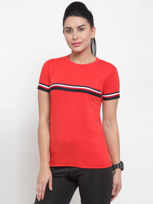 Boston Club Solid Women Round Neck Red T-Shirt