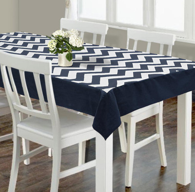 Dekor World Cotton 4 Seater Printed Table Cover(Navy Blue)