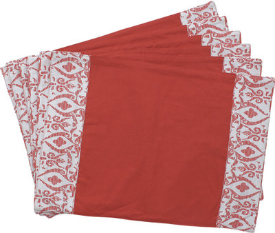 Dekor World Rectangular Pack of 6 Table Placemat(Peach, Cotton)
