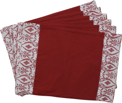 Dekor World Rectangular Pack of 6 Table Placemat(Maroon, Cotton)