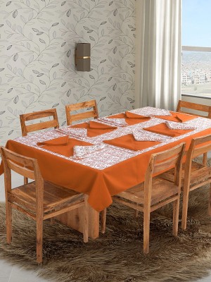 Dekor World Orange Organic Cotton Table Linen Set(Pack of 13)