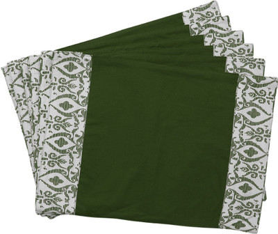 Dekor World Rectangular Pack of 6 Table Placemat(Green, Cotton)