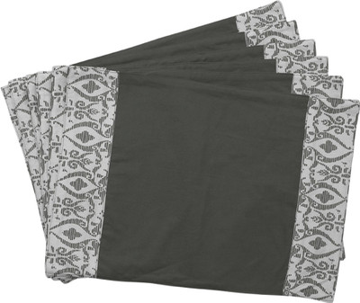 Dekor World Rectangular Pack of 6 Table Placemat(Grey, Cotton)