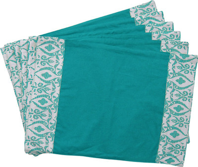 Dekor World Rectangular Pack of 6 Table Placemat(Blue, Cotton)