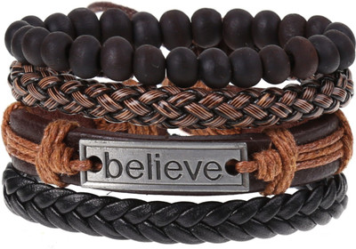 University Trendz Leather Bracelet Set(Pack of 4)