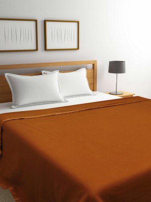 Raymond Home Solid Double Fleece Blanket for  AC Room(Polyester, Orange)