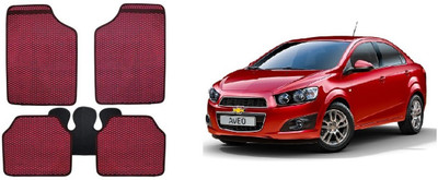 Autofetch Rubber Standard Mat For  Chevrolet Aveo(Red)