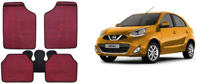 Autofetch Rubber Standard Mat For  Nissan Micra(Red)