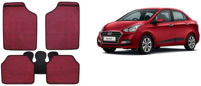 Autofetch Rubber Standard Mat For  Hyundai Xcent(Red)