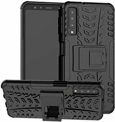 Accessories Kart Back Cover for Samsung A7 2018 premium dazzle tyre case with kick stand(Black)