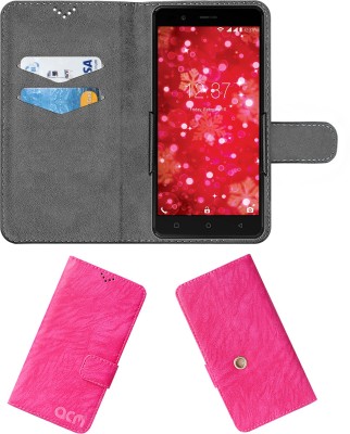 ACM Flip Cover for Intex Aqua Crystal Plus(Pink, Cases with Holder, Pack of: 1)