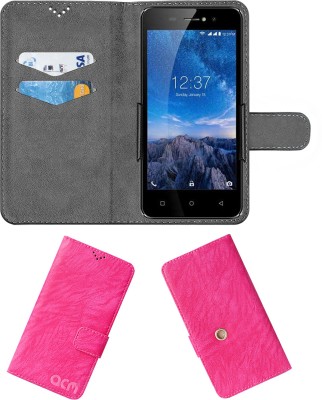 ACM Flip Cover for Intex Aqua Amaze Plus(Pink, Cases with Holder, Pack of: 1)