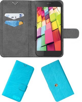 ACM Flip Cover for Intex Aqua 4g+(Blue, Cases with Holder, Pack of: 1)