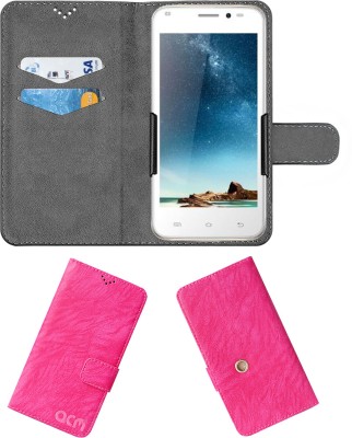 ACM Flip Cover for Intex Aqua Q1+ Plus(Pink, Cases with Holder, Pack of: 1)