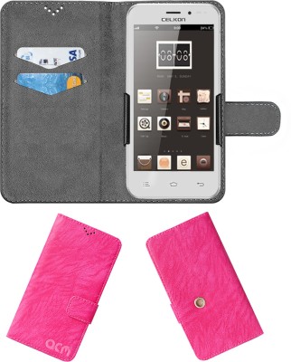 ACM Flip Cover for Celkon Millennia Q450(Pink, Cases with Holder, Pack of: 1)