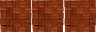 KUBER INDUSTRIES Square Bamboo Coaster Set(Pack of 3)