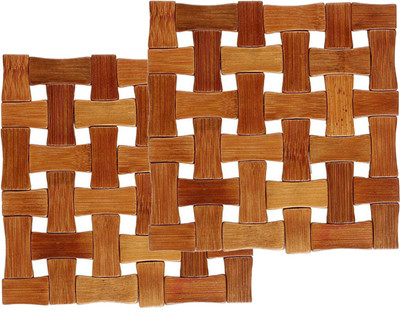 KUBER INDUSTRIES Square Bamboo Coaster Set(Pack of 2)