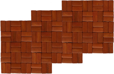 KUBER INDUSTRIES Square Bamboo Coaster Set(Pack of 3)