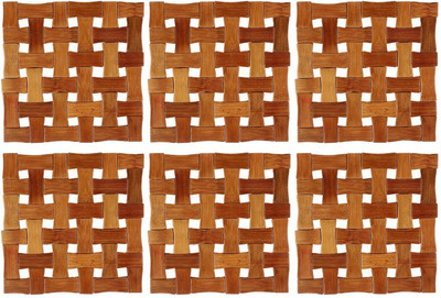 KUBER INDUSTRIES Square Bamboo Coaster Set(Pack of 6)