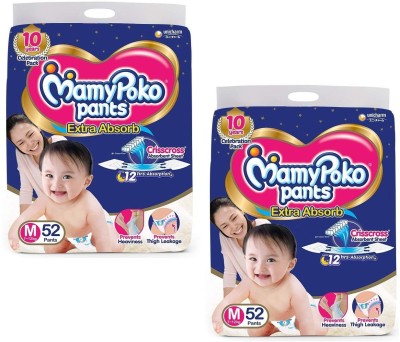 MamyPoko PANT STYLE DIAPER MEDIUM SIZE - M52 x 2 Set - M(104 Pieces)