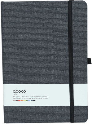 comma Abaca - A5 Size - Hard Bound Notebook with Elastic Band A5 Notebook Single Ruled 192 Pages(Black)