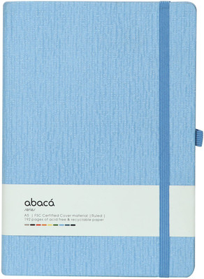 comma Abaca - A5 Size - Hard Bound Notebook with Elastic Band A5 Notebook Single Ruled 192 Pages(Sky Blue)
