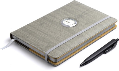 COI DIARY LIGHT GREY UNDATED - Unique Stationery A5 Pocket Planner and Organiser for Business Interviews and Corporate Meetings with Clock, Elastic Lock and Pen. A5 Gift Set Ruled 180 Pages(Grey)