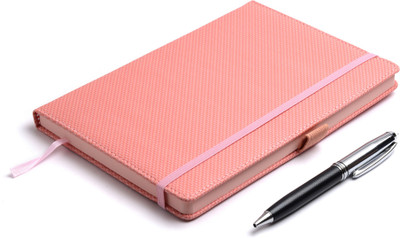 PAPERLLA BABY PINK UNDATED DIARY - Designer Faux Leather A5 daily Planners and Organisers for school, college and office going boys and girls with Elastic Lock and Pen. A5 Diary Ruled 180 Pages(Pink)