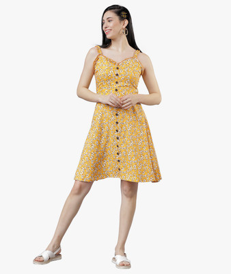 Tokyo Talkies Women A-line Yellow Dress