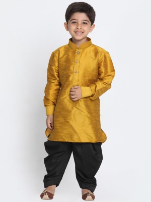 VASTRAMAY Boys Festive & Party Kurta and Dhoti Pant Set(Yellow Pack of 1)