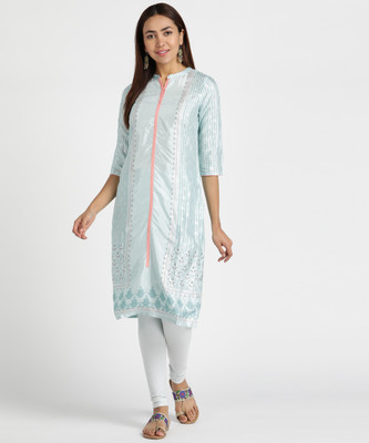 Aurelia Women Printed Straight Kurta(Blue)