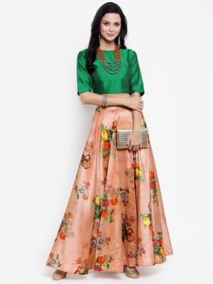 Get Glamr Floral Print Stitched Lehenga Choli(Green)