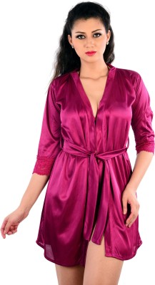 SENSLIFE Women Robe and Lingerie Set(Pink)