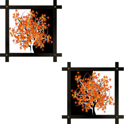 Poster N Frames 2(two) Hand-Crafted Decorative Style Wooden Frame with photo of Flower each Size :16.5X16.5-inch (42x42-cm) Digital Reprint 16.5 inch x 16.5 inch Painting(With Frame, Pack of 2)