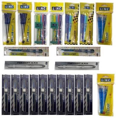 Linc 10 LINC MAXO FINE BALL PEN+10 LINC OCEAN CLASSIC GEL PEN+10 LINC STARMARK BALL PEN +2 LINC TYCOON AXO BALL POINT PEN +2 LINC CELEB BALL PEN +10 LINC FASTER BALL PEN +10 LINC GLYCER 10X BALL PEN Ball Pen