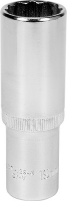 YATO YT-12941 1/2 inch Drive Bihexagonal Chrome Finish Socket with Size 19mm and symbol 50BV30 Die forged, and calibrated prior to the Hardening process Socket Set(Pack of 1)