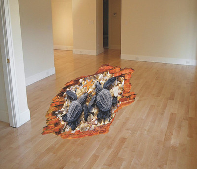 Varadvinayak 59 cm Tortoise on the Floor, Medium self Adhesive Sticker Self Adhesive Sticker(Pack of 1)