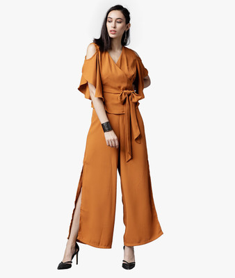 Tokyo Talkies Casual Half Sleeve Solid Women Orange Top