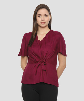 Van Heusen Formal Half Sleeve Solid Women Pink Top