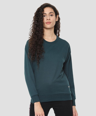 van-heusen-casual-cuffed-sleeve-solid-women-dark-green-top