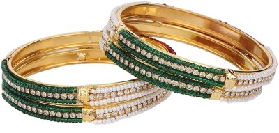 Efulgenz Alloy Crystal Gold-plated Bangle Set(Pack of 4)