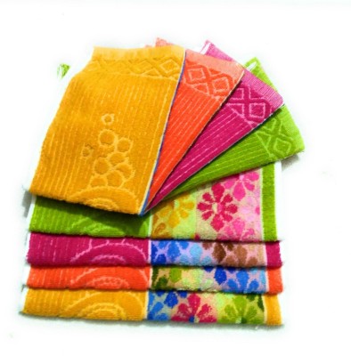 Cotton colors Cotton 450 GSM Hand Towel Set(Pack of 8)