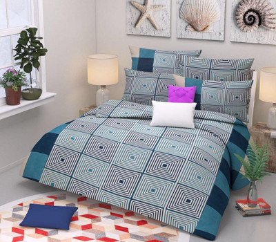 LAPADI MAKEOVERS 0 TC Polycotton Double 3D Printed Flat Bedsheet(Pack of 1, Green)