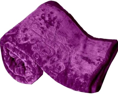 TrueValue Creations Solid Single Mink Blanket for  Heavy Winter(Polyester, Purple)