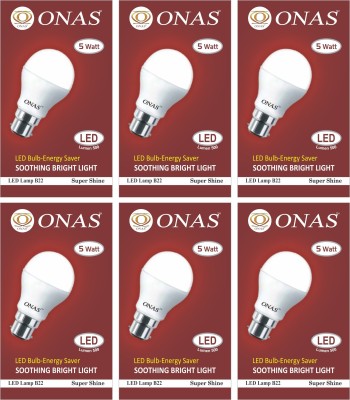 Onas 5 W Standard B22 LED Bulb(White, Pack of 6)