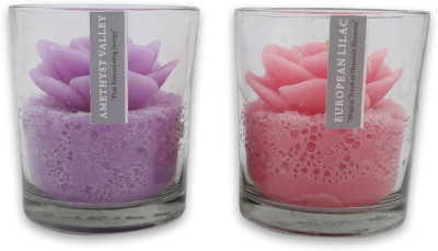 Deco aro Set of 2 Votive rose Candle - Rose & Lavender Candle(Blue, Pink, Pack of 2)