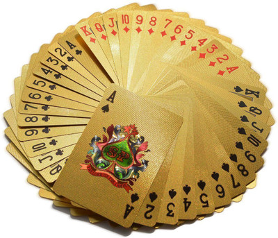 S&P TechoWorld Gold Plated Playing Cards For Magic, Poker, Teen Patti, Nightout Fun, Time-pass (Thick Plastic - Gold)(Gold)