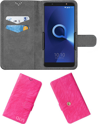 ACM Flip Cover for Alcatel 3x(Pink, Cases with Holder, Pack of: 1)